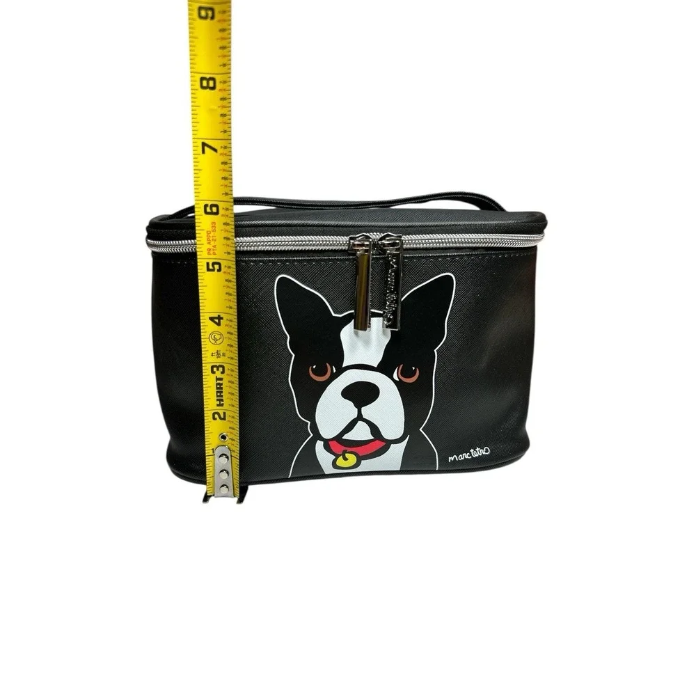 Marc Tetro Boston Terrier Black Top Handle Makeup/Travel Bag With Zip Closure